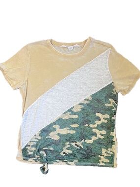 Vanilla Star Yellow Camo Casual Lightweight Top Juniors Medium